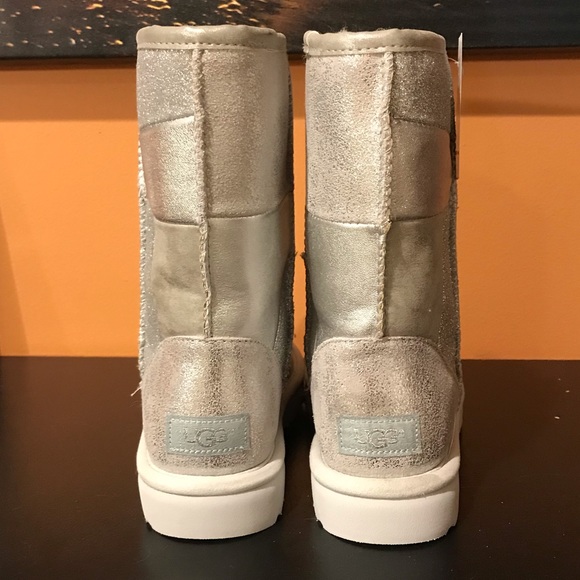 UGG Classic Glitter Patchwork Silver Shoes - Picture 3 of 3